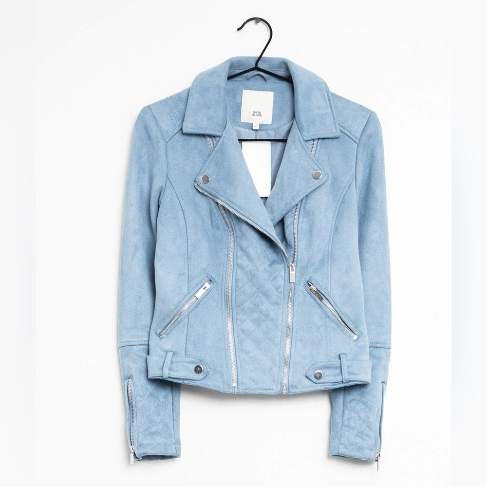 Euc River Island Faux Leather Biker Moto Jacket size medium